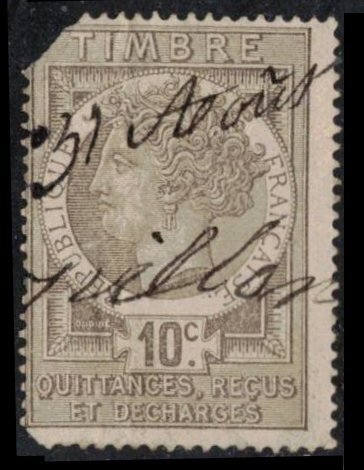 1881 FRANCE FISCAL REVENUE TAX SCARCE VINTAGE 10c #QT6 QUITTANCES SEE SCAN