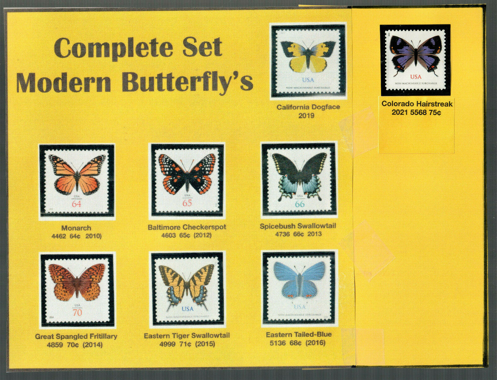 US All 8 Butterfly Stamps w Gutter - # 4462 4603 4736 4859 4999 5136 5346  5568