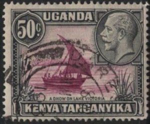 Kenya (KUT) 52 (used) 50c dhow on Lake Victoria, black & red vio (1935)