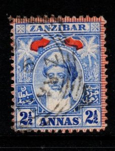 ZANZIBAR SG192 1899 2½a BRIGHT BLUE FINE USED