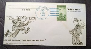 1945 USA Army Free Postage Cover Greenhurst NY Philatelic