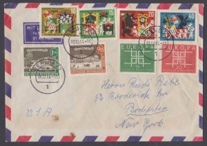 GERMANY - 1964 AIR MAIL ENVELOPE TO NEW YORK USA WITH 8-STAMPS