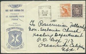 AUSTRALIA 1946 'The Path Finder' advertising envelope used to USA..........40848
