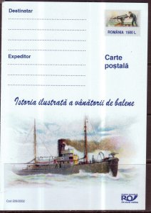 Romania, Whales, Whaling History Postcard Stationery / 2002