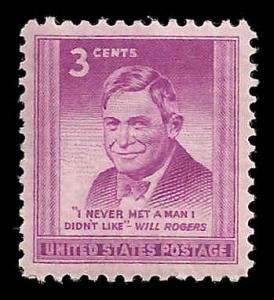 # 975 MINT NEVER HINGED WILL ROGERS XF+