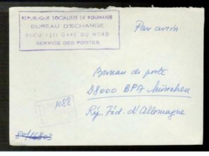 Undated Romania Stampless Registered Exchange Bur Cover