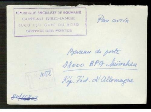 Undated Romania Stampless Registered Exchange Bur Cover