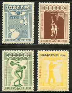 Peru Scott C78-C81 Unused F-VFHOG - 1948 Melbourne Overprints - SCV $22.50