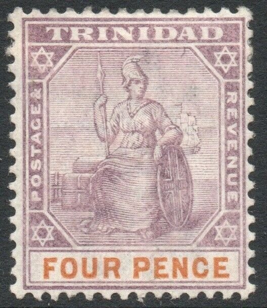 TRINIDAD-1896-1906 4d Dull Purple & Orange Sg 118 LIGHTLY MOUNTED MINT V46185