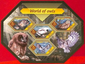 A4891 - SOLOMONS - ERROR MIPERF, small bow: 2014, owls, birds-