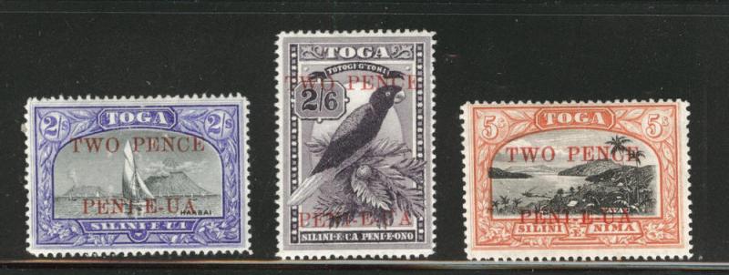 TONGA  Scott 67-69 MH* key overprinted stamps CV$50