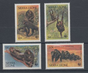 Sierra Leone Sc 586-589 MNH. 1983 WWF issue cplt, endangered chimpanzees, VF