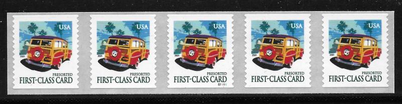 UNITED STATES SC# 3522 PL#S11111 STRIP/5 VF/MNH 2001