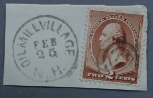 United States #210 Fine Used on Cut Square OILLMILLVILLAGE N.H. FEB 25 Cancel