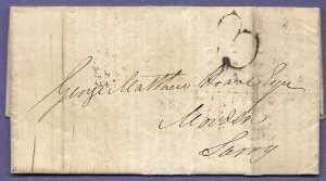 GB-UK, 1828 LONDON-MORDEN, SURREY - OFFICIAL STAMP OFFICE NOTICE OF ESTATE TAX