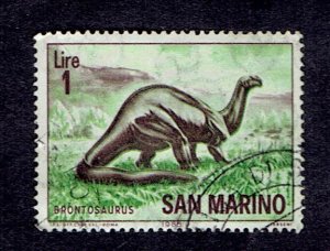 SAN MARINO SCOTT#612 1965 1L BRONTOSAURUS - USED