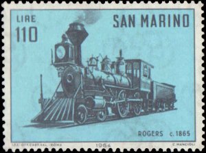 San Marino #594-603, Complete Set(10), 1954, Trains, Never Hinged