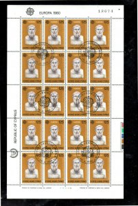 CYPRUS #533-534  1980  EUROPA   MINT  VF NH  O.G  PANE OF 20  CTO