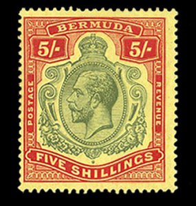 Bermuda #52 Cat$75, 1910 5sh red and green, lightly hinged