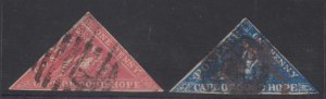 BC CAPE OF GOOD HOPE 1861 Sc 7 & 7d REGULAR+ ERROR OF COLOR FORGERIES (CV$38500) 