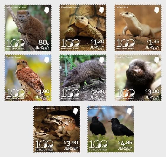 Jersey - Postfris/MNH - Complete set 100 years Gerald Durrell 2025