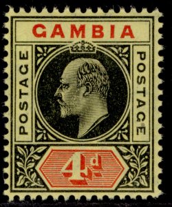 GAMBIA EDVII SG76, 4d black & red/yellow, NH MINT.