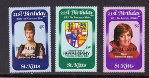 St. Kitts, # 96-98, Royal Baby Overprints, Mint NH