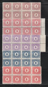 Uruguay J28-J32 Blocks Of 8 MH Numerals