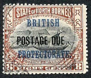 North Borneo SGD43 8c Black and Brown Post Due used Cat 6.5 Pounds