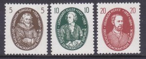 Germany DDR 352-54 MNH 1957 Famous Germany Scientists Redrawn Set Very Fine