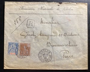 1905 Cholon Vietnam Indochina Maternity Association Cover To Paris France