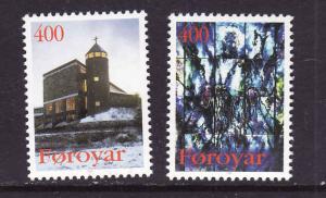 D4-Faroe Is.-Sc#293-4-unused NH set-Church of Mary Catholic