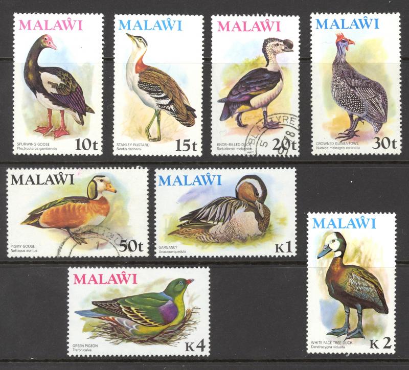 Malawi Sc# 238-245 Used 1975 African Birds