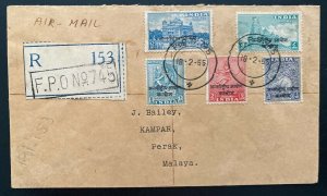 1955 French India International Commission  Cambodia FPO 745 Cover To Malaya