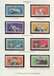 PARAGUAY 1965 JOHN F. KENNEDY, WINSTON CHURCHILL & SPACE PERF SET MINT NH