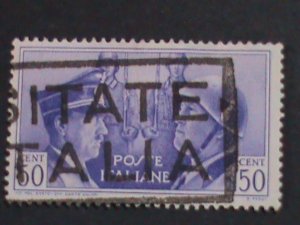 ​ITALY 1941 SC#416  81 YEARS OLD-HITLER & MUSSOLINI USED STAMP-FANCY CANCEL-VF