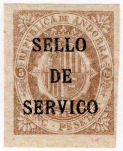 (I.B) Andorra Postal : Arms of The Republic 5P (Official Service OP)