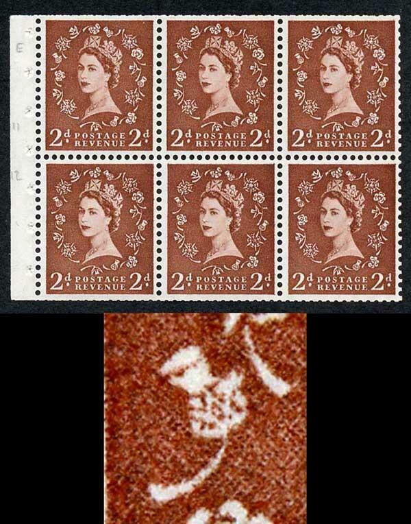 SB78f 2d Light Red Brown Wmk Edward Upright White Flaw On Thistle Pane of 6 U/M