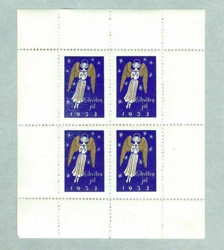 Iceland. Christmas Sheet 1953  Mnh. Akureyri Association. Angel.