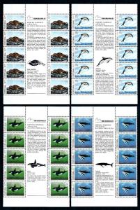 [99861] Portugal 1983 Marine Life Whales Seal Dolphin Large labels 4 Sheets MNH