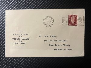 1938 England Airmail First Flight Cover FFC England to Fanning Island