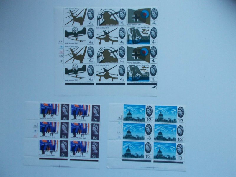 1965 Battle of Britain set of 8 in Cylinder Blocks of 6 & 12 no dot U/M Cat £42