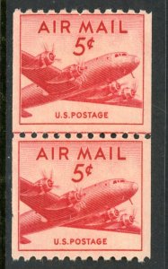 USA 1948 ⭐5¢ Airmail Line Pair ⭐ Scott # C37 ⭐ MNH P626