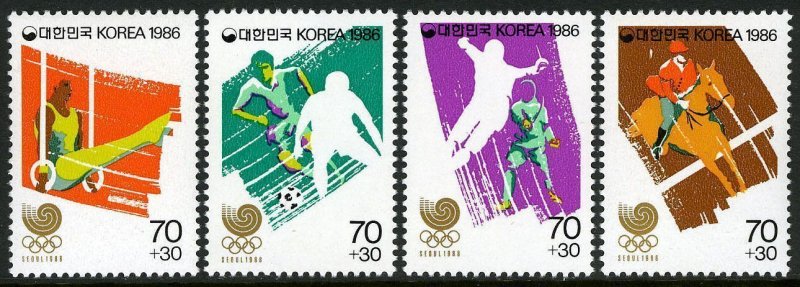 Korea South B27-B30, B31-B34, MNH. Olympics Seoul-1988.Equestrian,Fencing,Soccer
