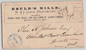 Canada 1874 Registered Stampless Advertising Cover Smith's Falls to Toronto