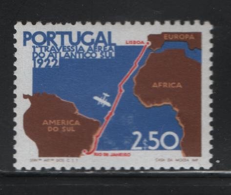 PORTUGAL, 1161, MNH, 1972, MAP OF FLIGHT FROM LISBON TO RIO