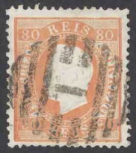 Portugal Sc# 44e Used (a) 1870-1884 80r King Luiz