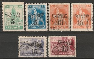 Fiume 1919 Sc 58-63 partial set most used
