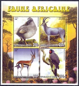 Djibouti 2006 Fauna of Africa Birds Gazelles Antelopes Sheet MNH