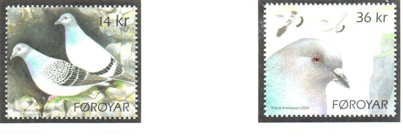 Faroe Islands Sc 520-1 2009 Pigeons stamp set mint NH